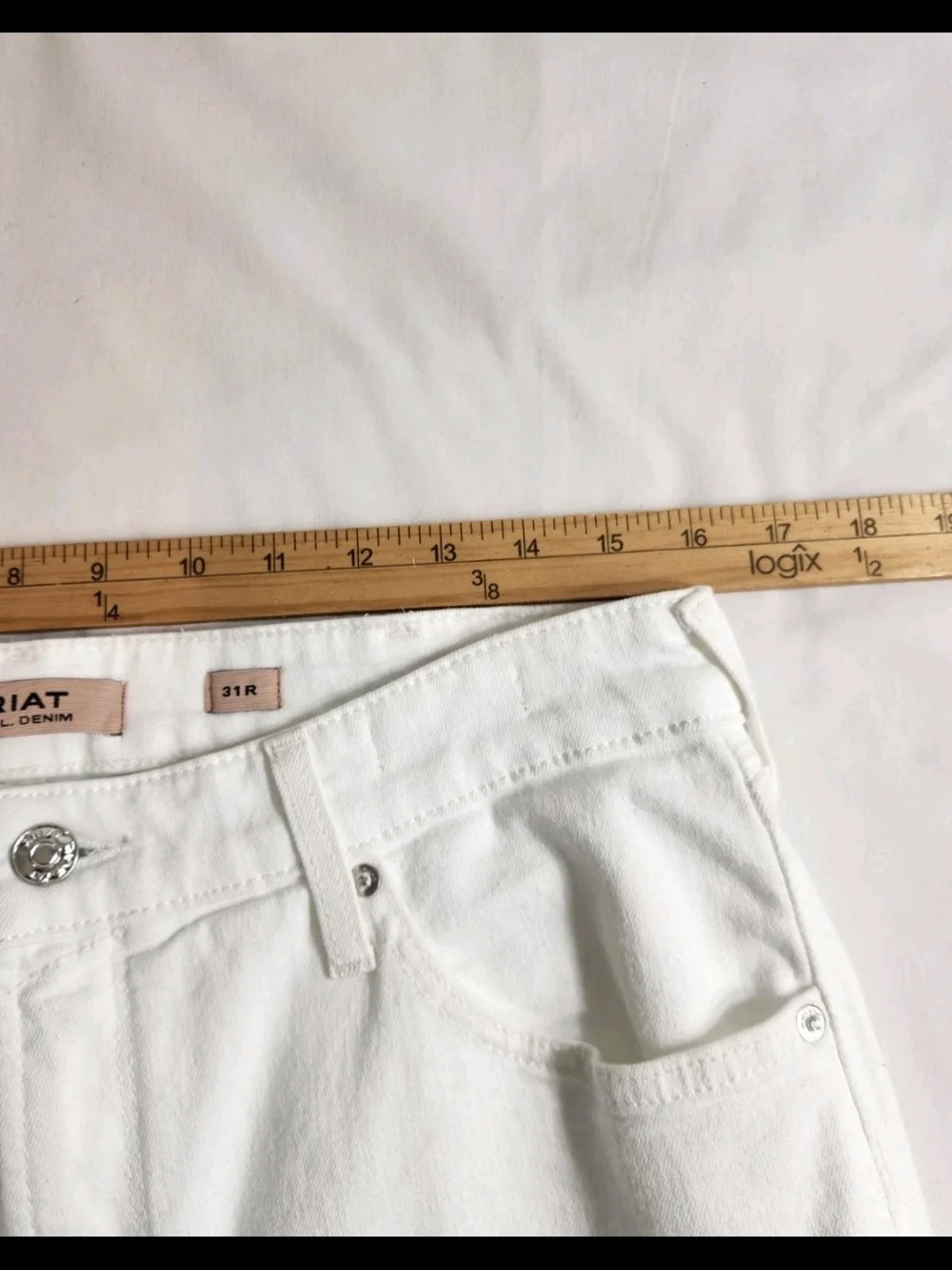 Ariat Wide Leg Jeans Women's Size 31 R White Ultra High Rise Stretch Crop NWT 54 - Picture 8 of 15